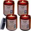 set of 4 citronella soy wax candles in glass jars - perfect for outdoor use on patios and in homes to help repel flies - each candle is 8oz. logo
