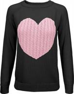 yemak women's knit sweater pullover – long sleeve crewneck cute heart star cable pattern casual soft knitted top t shirts logo