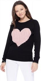 img 2 attached to YEMAK Women'S Knit Sweater Pullover – Long Sleeve Crewneck Cute Heart Star Cable Pattern Casual Soft Knitted Top T Shirts