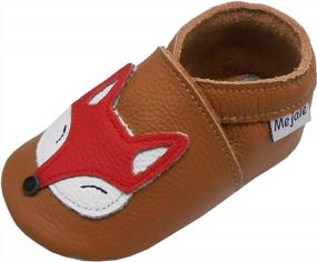 img 4 attached to Leather Baby Moccasins Crawling Shoes Toddler Infant Boy Girl Slippers Brown White Purple Navy Cute