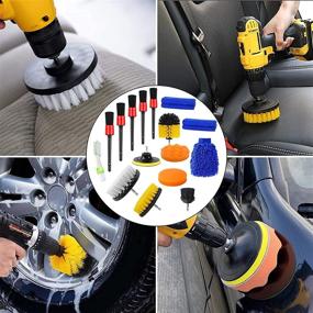 img 1 attached to 🚗 Jaronx 16PCS Car Detailing Brush Kit: Ultimate Auto Detailing Brushes Set with Drill Brush, Wash Mitt, Towels, and Polishing Pads