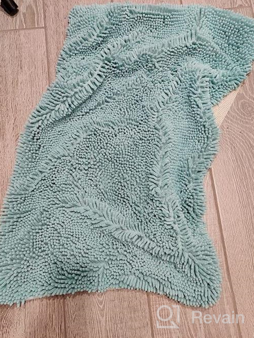 img 1 attached to H.VERSAILTEX Aqua Foam Luxury Chenille Bathroom Rug Mat Extra Soft And Absorbent Microfiber Shaggy Non Slip Quick Dry Washable Bath Mat, 17 X 24 Inches review by Dawn Webster