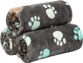 img 2 attached to Soft And Cozy Paw Print Fleece Pet Blanket Pack For Small Dogs - Includes 3 Warm Sleep Mats And Puppy Kitten Blankets, Perfect For Dog Cat Kitten Doggy - 23*16In