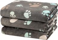 soft and cozy paw print fleece pet blanket pack for small dogs - includes 3 warm sleep mats and puppy kitten blankets, perfect for dog cat kitten doggy - 23*16in logo