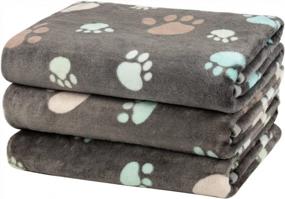 img 4 attached to Soft And Cozy Paw Print Fleece Pet Blanket Pack For Small Dogs - Includes 3 Warm Sleep Mats And Puppy Kitten Blankets, Perfect For Dog Cat Kitten Doggy - 23*16In