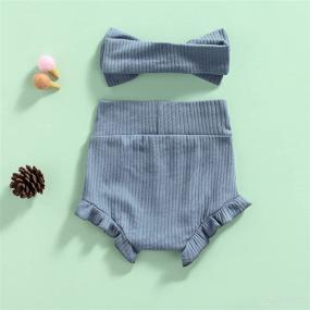 img 1 attached to 👶 Mubineo Baby Girl Boy Cotton Ruffle Bloomer Shorts Headband Set - Basic, Plain Design