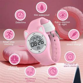 img 2 attached to Kids Watches Digital Sport Watch For Girls Boys, Fitness Tracker With Alarm Clock, Stopwatch, No App Waterproof Watches For Teens Students Ages 5-12