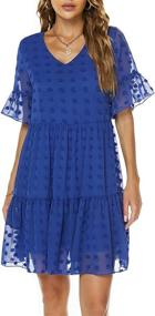 img 3 attached to Flowy Chiffon Summer Mini Dress For Women - Casual Swiss Dot Babydoll With Tiered Ruffles And Loose Short Sleeves - Perfect For A Comfortable And Chic Look - Style 859