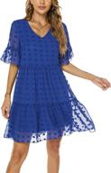flowy chiffon summer mini dress for women - casual swiss dot babydoll with tiered ruffles and loose short sleeves - perfect for a comfortable and chic look - style 859 logo