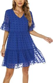 img 4 attached to Flowy Chiffon Summer Mini Dress For Women - Casual Swiss Dot Babydoll With Tiered Ruffles And Loose Short Sleeves - Perfect For A Comfortable And Chic Look - Style 859
