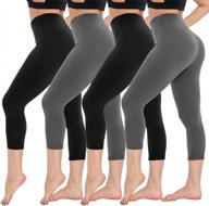 women's 4 pack high waisted soft tummy control capri leggings for yoga, workouts & exercise logo