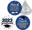 graduation party favor stickers - class of 2023 - 180 labels (blue) personalized decorations logo