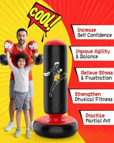 img 2 attached to Unleash Your Child'S Energy With QPAU'S 66 Inch Inflatable Boxing Bag - Perfect For Karate, Taekwondo And MMA Practice!