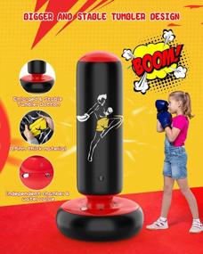 img 1 attached to Unleash Your Child'S Energy With QPAU'S 66 Inch Inflatable Boxing Bag - Perfect For Karate, Taekwondo And MMA Practice!