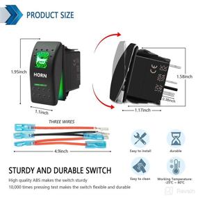 img 3 attached to 🚀 Waterproof Rocker Switch Toggle: Momentary Horn Button with Green LED Light - Ideal for Car, Marine, Truck, Trailer, RV, ATV, UTV, and More - 12V/24V, 5 Pin, 20/10Amp