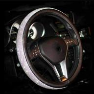 enhance your drive with the black universal non-slip crystal steering wheel cover: pu leather, bling diamond rhinestones - 15'' decorative car accessories case логотип