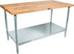 maple top work table with galvanized steel base and adjustable lower shelf - john boos jns01, 36"x24"x1.5 logo
