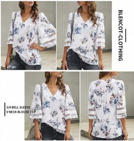 img 3 attached to Women'S 3/4 Sleeve V Neck Lace Patchwork Floral Blouse Casual Loose Tops S-2XL By BLENCOT
