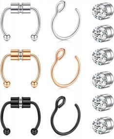 img 4 attached to Fashionable And Convenient Fake Nose Rings For Men And Women -MODRSA'S Collection