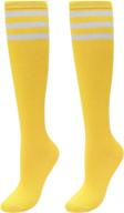 cotton triple striped knee high socks for women: perfect for baseball, sports, halloween costumes and christmas logo