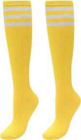 img 4 attached to Cotton Triple Striped Knee High Socks For Women: Perfect For Baseball, Sports, Halloween Costumes And Christmas