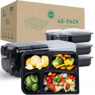 контейнеры yangrui на 34 унции без бисфенола-а на вынос (40 упаковок) с крышками - многоразовая коробка для приготовления еды, машинная стирка, термоусадочная пленка для удобного хранения логотип
