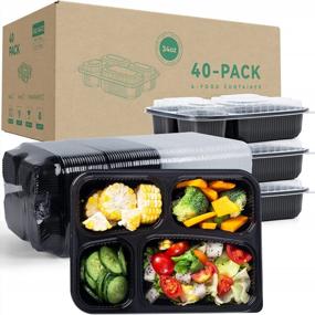img 4 attached to YANGRUI 34Oz BPA-Free To-Go Containers (40 Pack) With Lids - Reusable Meal Prep Box, Machine Washable, Shrink Wrap For Easy Storage