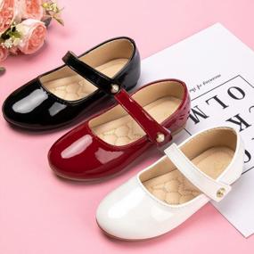 img 1 attached to Kids Girls Vintage Mary Jane Ballet Flats Pearl Flowers Bowknot Princess Dress Wedding Party Oxford Shoes