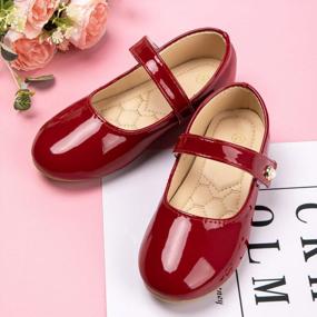 img 3 attached to Kids Girls Vintage Mary Jane Ballet Flats Pearl Flowers Bowknot Princess Dress Wedding Party Oxford Shoes