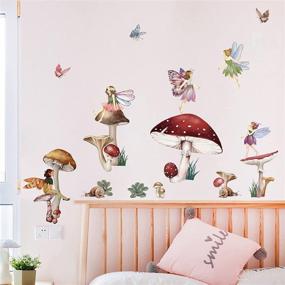 img 2 attached to 🍄 Wondever Fairy Mushroom Wall Stickers: Enchanting Flying Girl with Wings - Magical Peel and Stick Wall Art Decals for Kids Nursery, Baby Room, and Bedroom Décor