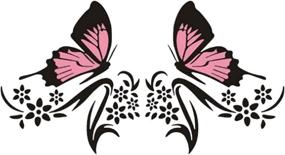 img 4 attached to 🦋 Stylish and Feminine Practisol Car Decals: Butterfly and Flower Vinyl Stickers for Cars/SUV - Pink Black, Universal Scratch Hidden Design