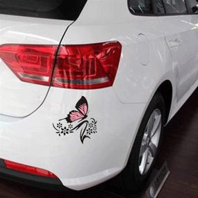 img 1 attached to 🦋 Stylish and Feminine Practisol Car Decals: Butterfly and Flower Vinyl Stickers for Cars/SUV - Pink Black, Universal Scratch Hidden Design