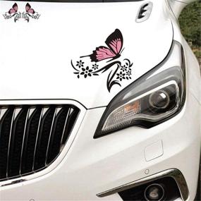 img 3 attached to 🦋 Stylish and Feminine Practisol Car Decals: Butterfly and Flower Vinyl Stickers for Cars/SUV - Pink Black, Universal Scratch Hidden Design