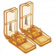 2pcs pill cutter - design in usa, safety shield splitter & doubles as travel case - small/large pills (brown) logo
