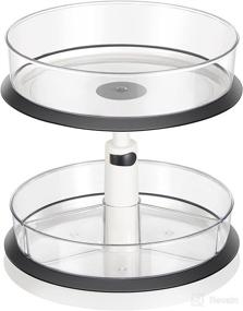 img 4 attached to Kootek 2 Tier Lazy Susan Organizer | 11 Inches | Height Adjustable Rotating Turntable | Spice Rack for Kitchen Cabinet, Countertop, Bathroom, Makeup | Pantry Organization and Storage with 4 Divided Bins