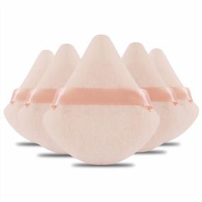 img 4 attached to 6 PCS Powder Puff Makeup Blender Set - Soft Triangle Velour Cosmetic Foundation Sponges For Loose Mineral Body Powder, Daubigny Beauty Tools (Nude)