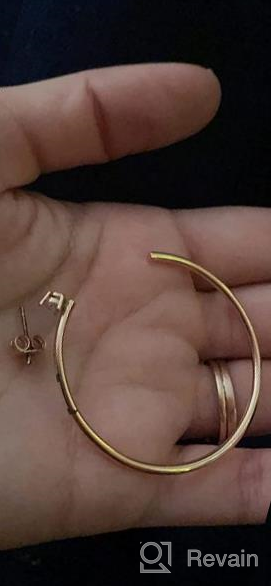 img 1 attached to 💎 14K Gold Plated Besalon Hoop Earrings for Women – Thin Lightweight Hoops with Cubic Zirconia, Perfect for Girls review by Donny Collins