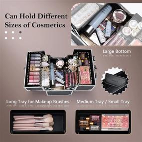 img 2 attached to Frenessa Makeup Train Case Cosmetic Organizer Case Professional Makeup Storage Box 4 Trays With Divider Lockable Travel Case Portable Travel Makeup Box For Makeup Artist, Carfter, Cosmetics Black
