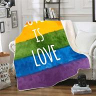 🌈 musesh fleece throw blanket: 50x60 light weight watercolor flag painted rainbow day card love pride slogan tolerance – perfect comfortable blanket for your family logo