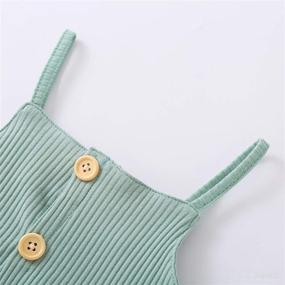 img 2 attached to 👶 Cute and Comfy: Infant Baby Girls Summer Outfit Set with Halter Button Ruffled Camisole Tank Tops and Bowknot Shorts