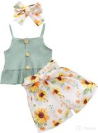 👶 cute and comfy: infant baby girls summer outfit set with halter button ruffled camisole tank tops and bowknot shorts логотип