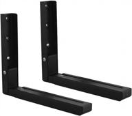 2-pack foldable and scalable floating shelf brackets - heavy duty wall mounts for kitchen, microwave, cupboard - black finish, model jcy895b logo