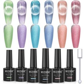 img 4 attached to Get Perfect Cat Eye Nails With MIZHSE Cat Eye Gel Polish Set And Magnetic Stick - Long Lasting And Soak Off Formula - 6 Unique Colors Available