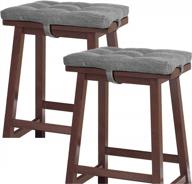 baibu набор из 2 прямоугольных подушек для стула, сверхмягкие подушки для стула-седла подушка для барного стула с четырьмя ремнями - только 2 подушки (серые, 18x9,5x1,5 дюйма) логотип