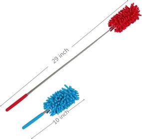 img 2 attached to 🧹 Long-Reach Washable Dusting Brush with Telescopic Pole | Retractable Extendable Flexible Microfiber Duster Set for Home, Car, and Office (Pack of 3)