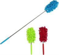 🧹 long-reach washable dusting brush with telescopic pole | retractable extendable flexible microfiber duster set for home, car, and office (pack of 3) логотип