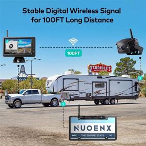 img 3 attached to 📷 Nuoenx Wireless Backup Camera for RV: Split Screen 5 Inch HD Monitor with License Plate Backup Camera, Rear View Camera, IR Night Vision & Waterproof Design