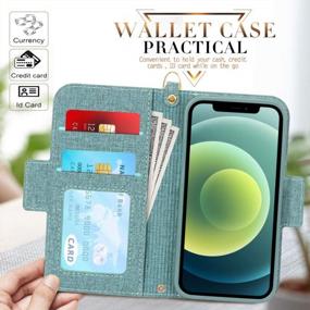img 1 attached to Green Handmade Flip Folio Wallet Case W/ Card Slots & Detachable Strap For IPhone 12 Mini 5G [RFID Blocking]