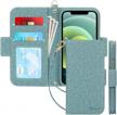 green handmade flip folio wallet case w/ card slots & detachable strap for iphone 12 mini 5g [rfid blocking] logo