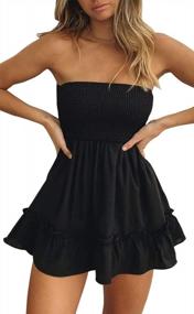 img 4 attached to Stylish Solid Strapless Mini Dress With Ruffle Detail For Women - Perfect For Summer Beach Outings!